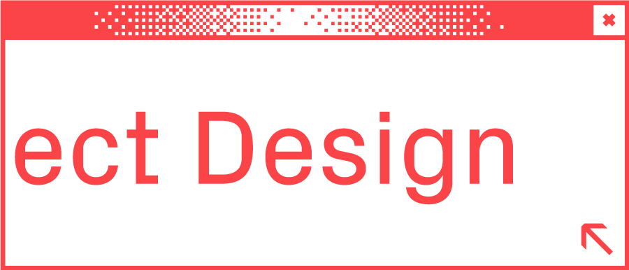 Weißes Browserfenster mit Wortabschnitt ect Design in der Mitte