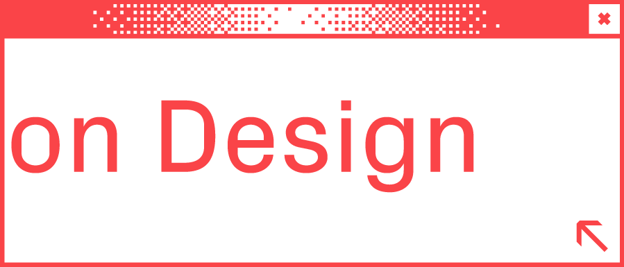 Weißes Browserfenster mit Wortabschnitt on Design in der Mitte